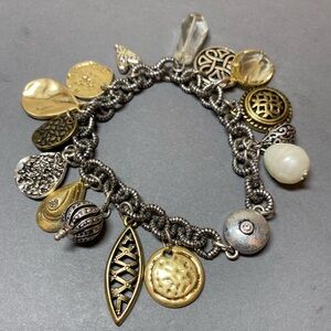 Chicos medallion charm mixed metal bracelet